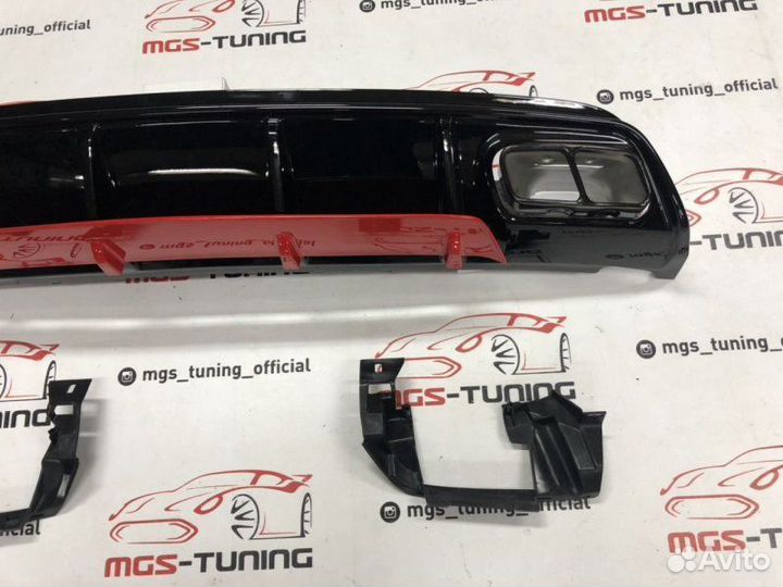 Диффузор насадки Мерс w176 А45 AMG красный 15-18