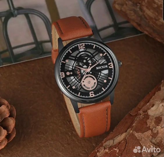 Подарочный мужской набор -3 часы и кожаный браслет