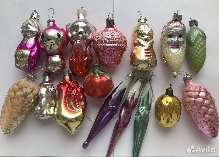 Елочные игрушки новогодние стекло СССР