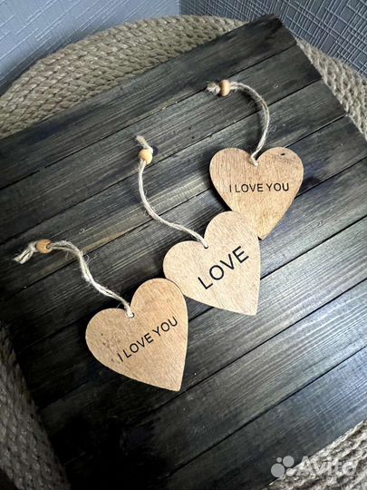 Сердечки деревянные 78 см 15 шт