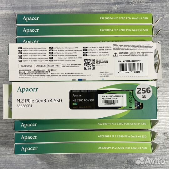 SSD накопитель Apacer AS2280P4 M.2 2280 256GB nvme