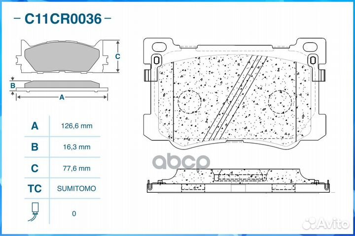 Тормозные колодки передние, LOW metallic C11CR0
