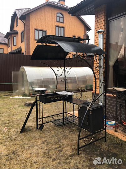 Кованый мангал с печкой
