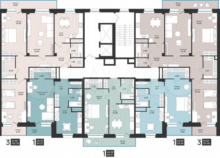 3-к. квартира, 102,4 м², 5/15 эт.