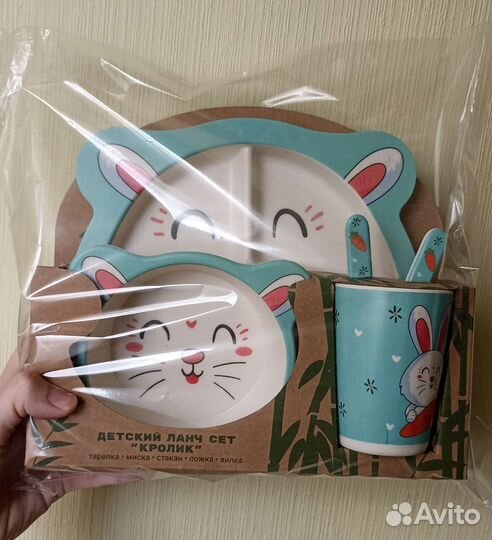 Новый набор детской эко посуды из бамбука
