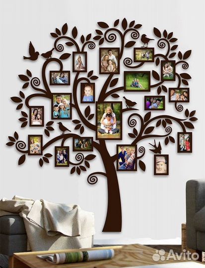 Панно семейное генеалогическое древо с фоторамками