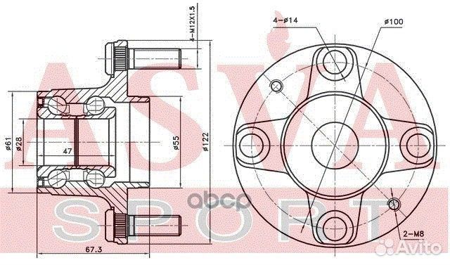 Ступица колеса зад прав/лев mzwhdwr asva