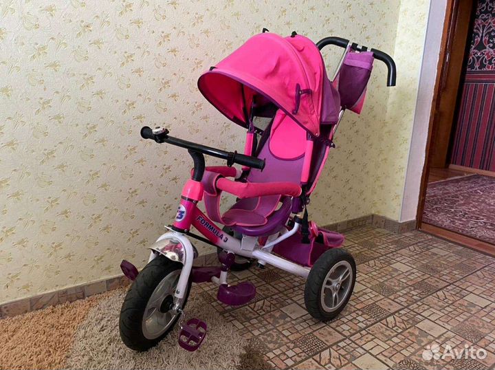 Детский 3-х колёсный велосипед с крышей и ручкой