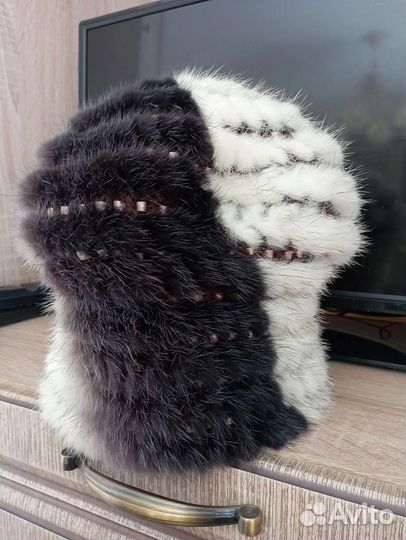 Шапка норковая женская вязаная