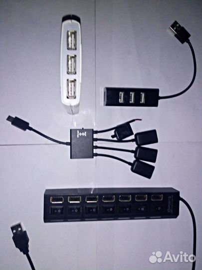 Компьютерные мыши 7 шт, usb хабы 3 шт и картридер
