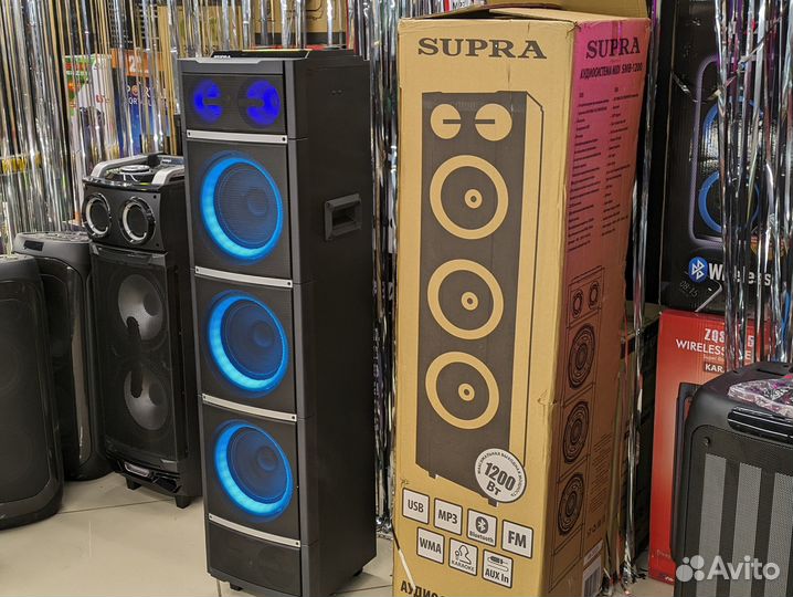 Колонка Supra 1200 вт с RGB подсветкой