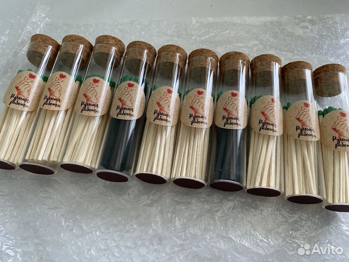 Спички длинные в стеклянной колбе (каминные)