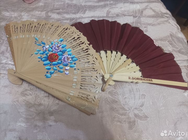 2 веера, ручная работа (Вьетнам, Доминикана)