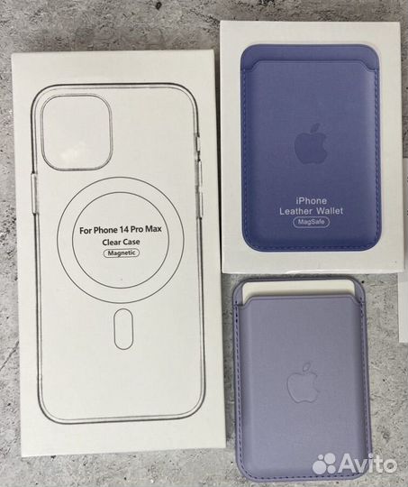 Чехол c magsafe на iPhone + apple leather wallet