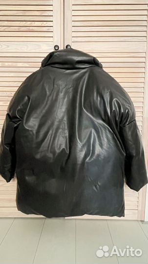 Пуховик эко кожа зимний женский