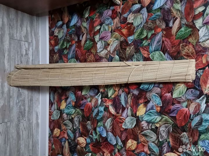 Бамбуковая рулонная штора натуральная, 120х160 см