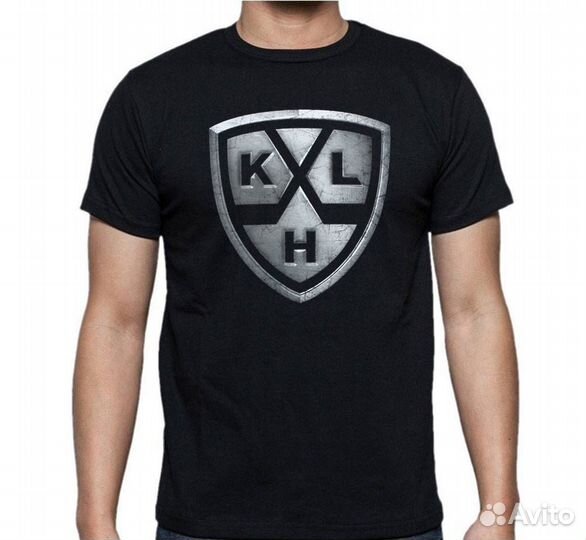 Футболка кхл черная х/б