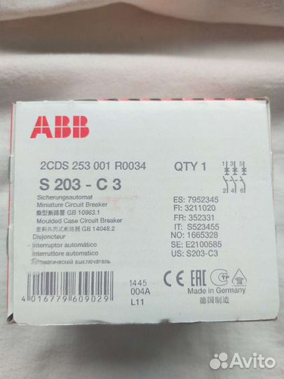 Автоматический выключатель ABB S803C / S203
