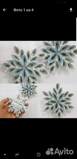 Снежинка резиночки, заколки, ободки