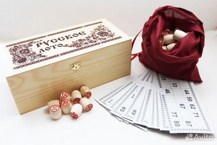 Лото русское в деревянном сундучке