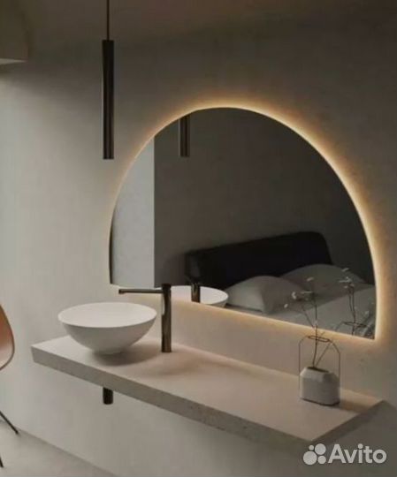 Зеркало с подсветкой в ванную полукруглое cayman