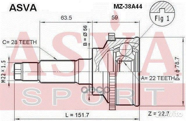 Шрус наружный 22x56x28 MZ38A44 asva