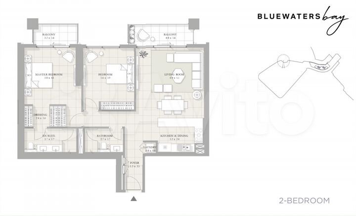 2-к. квартира, 113 м² (ОАЭ)