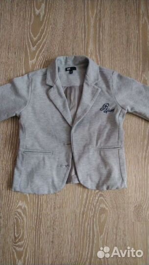 Детский пиджак на мальчика 5-6 лет 110-116 серый