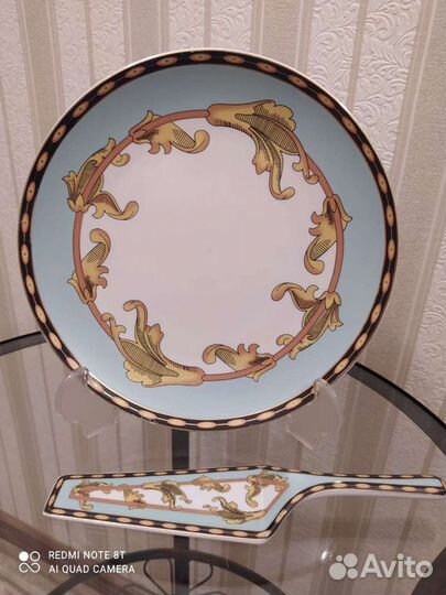 Тарелка фарфоровая для торта с лопаткой