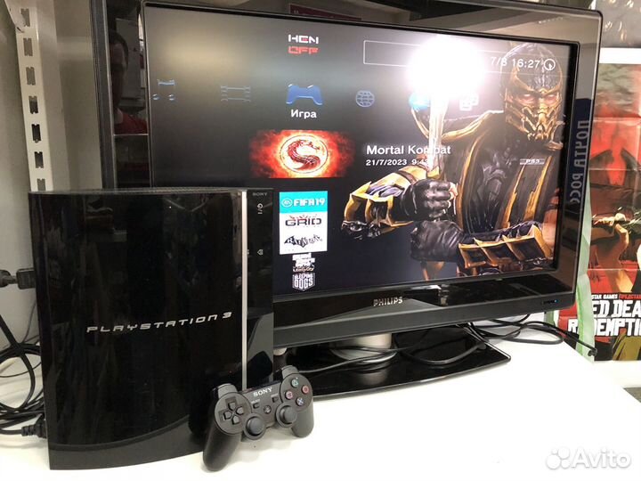 Sony PS3 прошитая и 35 игр (работает от AV)