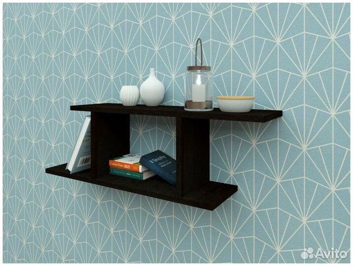 Полка для книг со стеклом навесная