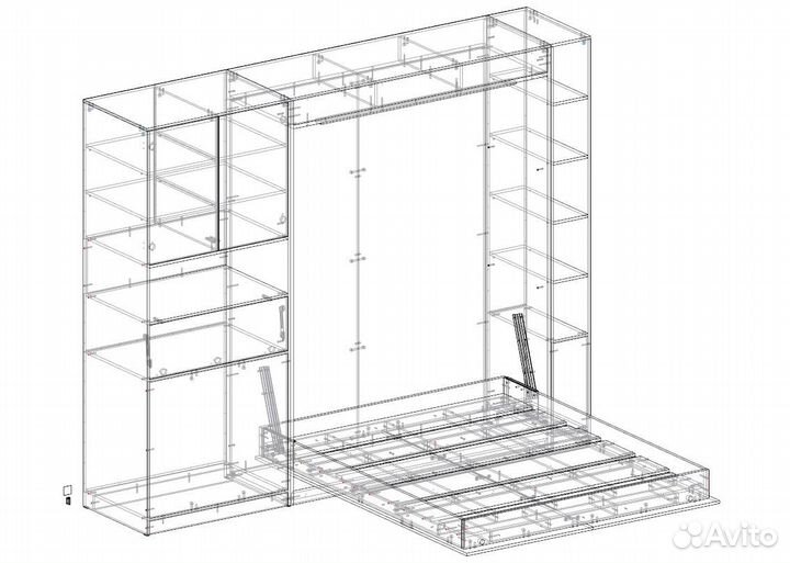 Шкаф кровать трансформер с угловым диваном