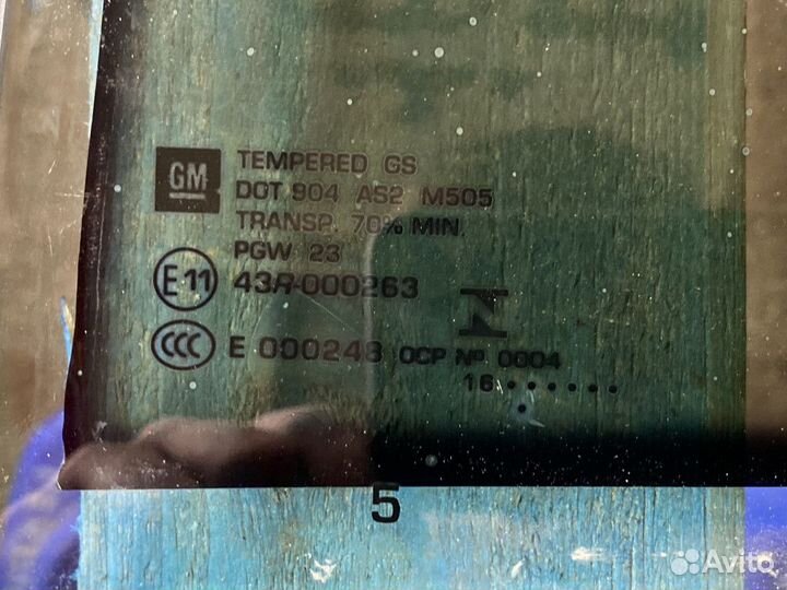 Стекло двери задней левой Chevrolet Malibu 9 2017