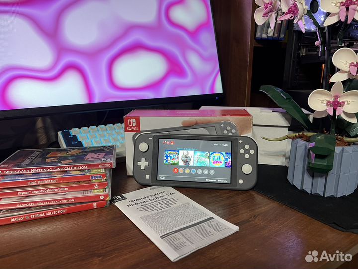 Nintendo switch lite 128gb+игры