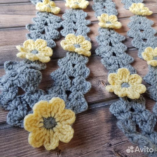 Шарф вязаный кроше ручной работы