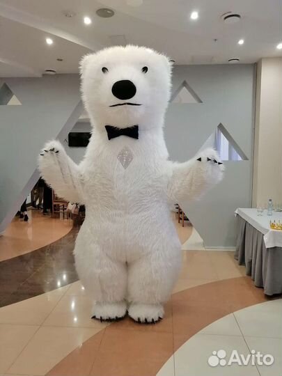 Белый мишка Панда поздравление аниматор ростовая