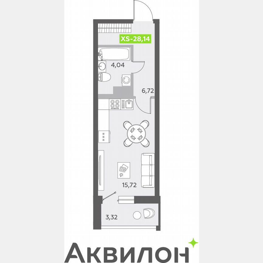 Квартира-студия, 28,2 м², 7/13 эт.