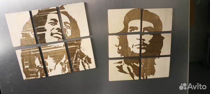 Деревянные картины на магните