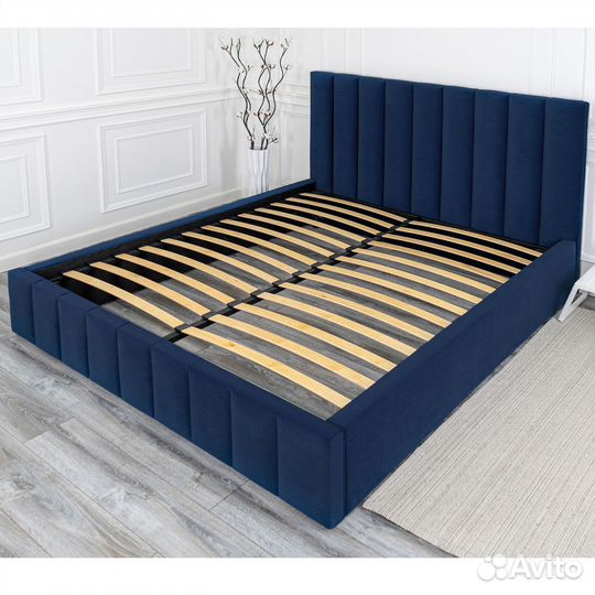 Кровать 140х200 синий Богема