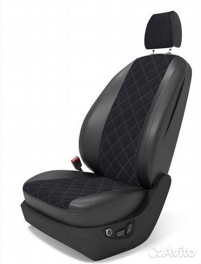 Авточехлы из экокожи 3D Ромб - Mitsubishi Lancer Х