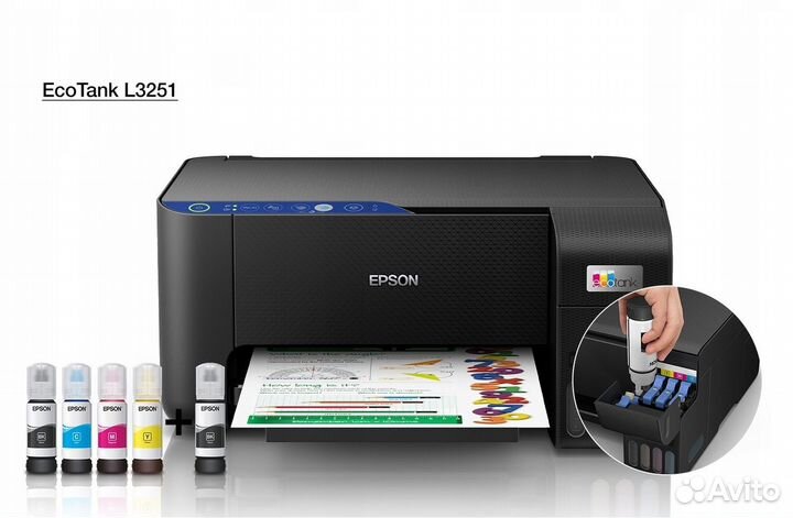 Мфу струйное Epson L3251, Wi-Fi, снпч, А4, новое