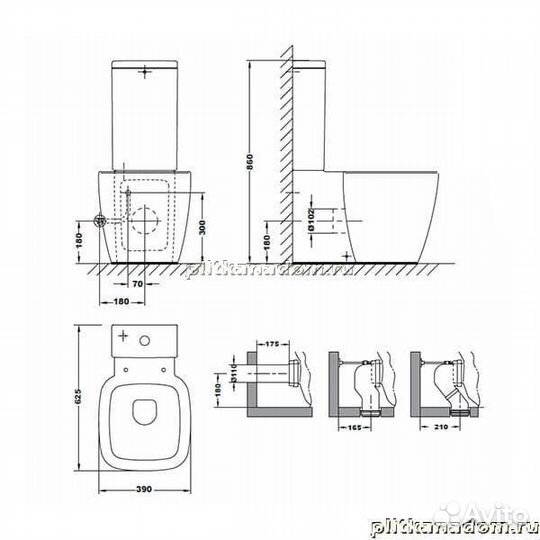 Gala Universal 11120 унитаз напольный с универсальным выпуском и крепежом