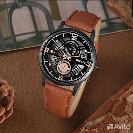 Подарочный мужской набор -3 часы и кожаный браслет