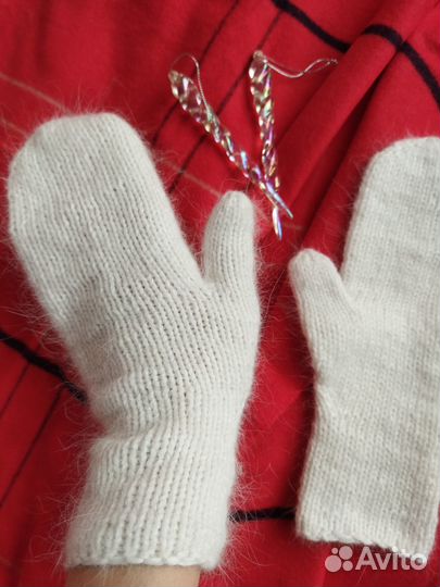 Варежки из пуха норки вязаные