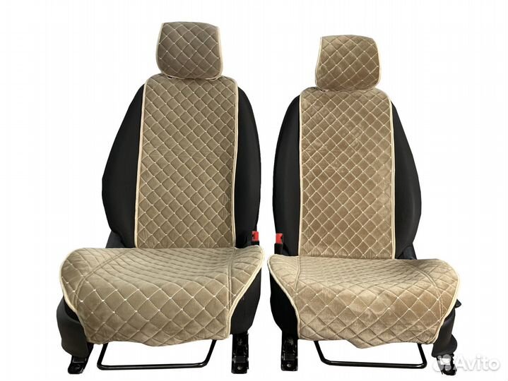Накидки на сиденья из велюра бежевые узкие