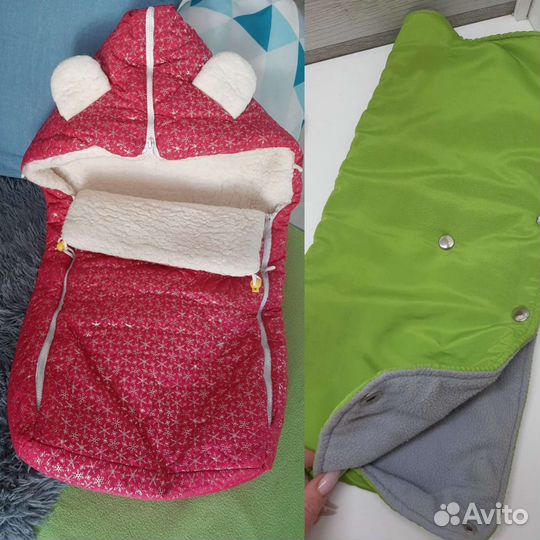 Зимний конверт в коляску и муфта