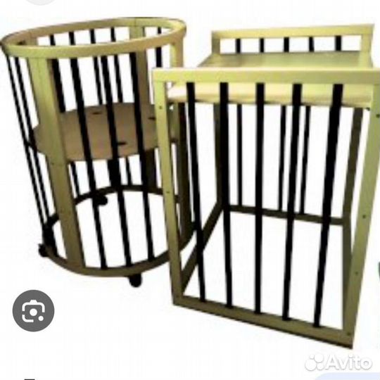 Детская кровать овальная,слоновая кость/шоколад7в1