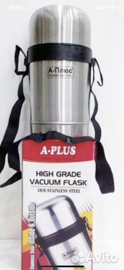 Термос А-плюс.вакуумный 1 L.пищевой. Металл