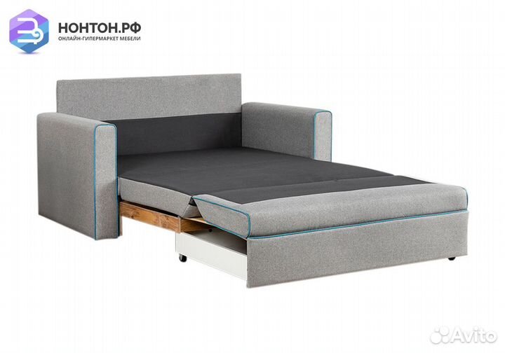 Диван выкатной Найс светло-серый / бирюзовый