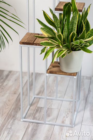 Подставка для цветов напольная кованая белая